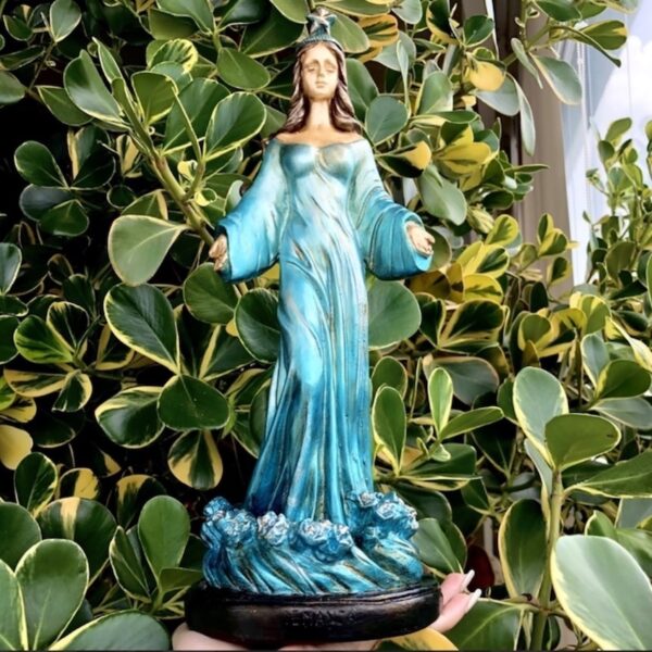 Escultura De Iemanjá - Rainha Do Mar - 31cm - Azul - Imagem 6
