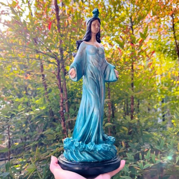 Escultura De Iemanjá - Rainha Do Mar - 31cm - Azul - Imagem 4