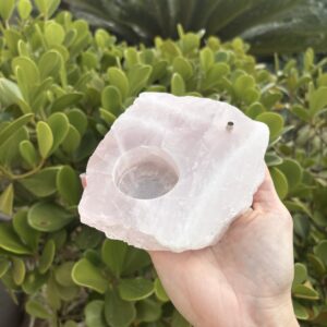 Porta vela e Incenso de Quartzo Rosa